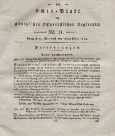 Amts-Blatt der Königlichen Preußischen Regierung zu Königsberg, Mittwoch, 16. März 1814, Nr. 11