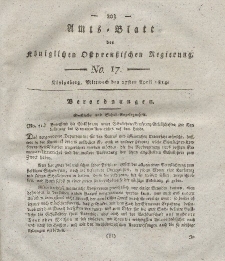 Amts-Blatt der Königlichen Preußischen Regierung zu Königsberg, Mittwoch, 27. April 1814, Nr. 17