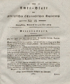 Amts-Blatt der Königlichen Preußischen Regierung zu Königsberg, Mittwoch, 4. Mai 1814, Nr. 18