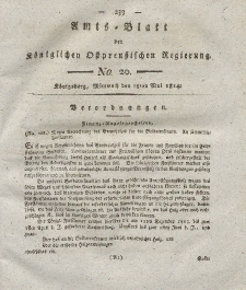 Amts-Blatt der Königlichen Preußischen Regierung zu Königsberg, Mittwoch, 18. Mai 1814, Nr. 20