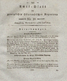 Amts-Blatt der Königlichen Preußischen Regierung zu Königsberg, Mittwoch, 20. Juli 1814, Nr. 30
