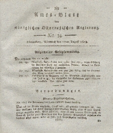 Amts-Blatt der Königlichen Preußischen Regierung zu Königsberg, Mittwoch, 17. August 1814, Nr. 34