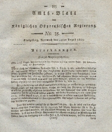 Amts-Blatt der Königlichen Preußischen Regierung zu Königsberg, Mittwoch, 24. August 1814, Nr. 35