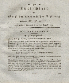 Amts-Blatt der Königlichen Preußischen Regierung zu Königsberg, Mittwoch, 31. August 1814, Nr. 36