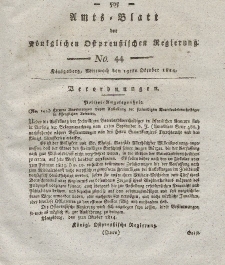 Amts-Blatt der Königlichen Preußischen Regierung zu Königsberg, Mittwoch, 19. Oktober 1814, Nr. 44