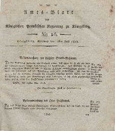 Amts-Blatt der Königlichen Preußischen Regierung zu Königsberg, Mittwoch, 1. Juli 1818, Nr. 26