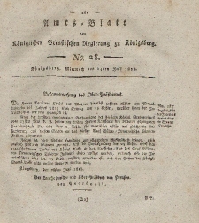 Amts-Blatt der Königlichen Preußischen Regierung zu Königsberg, Mittwoch, 15. Juli 1818, Nr. 28