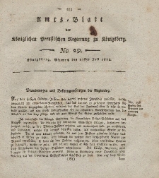 Amts-Blatt der Königlichen Preußischen Regierung zu Königsberg, Mittwoch, 22. Juli 1818, Nr. 29