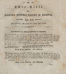 Amts-Blatt der Königlichen Preußischen Regierung zu Königsberg, Mittwoch, 29. Juli 1818, Nr. 30