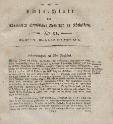Amts-Blatt der Königlichen Preußischen Regierung zu Königsberg, Mittwoch, 5. August 1818, Nr. 31
