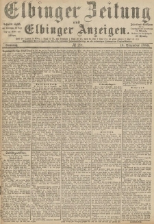 Elbinger Zeitung und Elbinger Anzeigen, Nr. 291 Sonntag 12. Dezember 1886