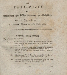 Amts-Blatt der Königlichen Preußischen Regierung zu Königsberg, Mittwoch, 28. Oktober 1818, Nr. 43
