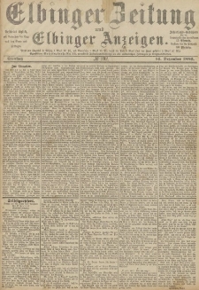 Elbinger Zeitung und Elbinger Anzeigen, Nr. 292 Dienstag 14. Dezember 1886