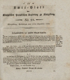 Amts-Blatt der Königlichen Preußischen Regierung zu Königsberg, Mittwoch, 12. Dezember 1818, Nr. 50