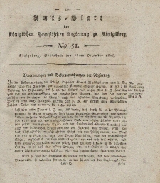 Amts-Blatt der Königlichen Preußischen Regierung zu Königsberg, Mittwoch, 16. Dezember 1818, Nr. 51