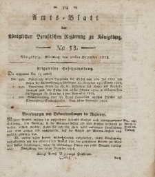 Amts-Blatt der Königlichen Preußischen Regierung zu Königsberg, Mittwoch, 30. Dezember 1818, Nr. 53