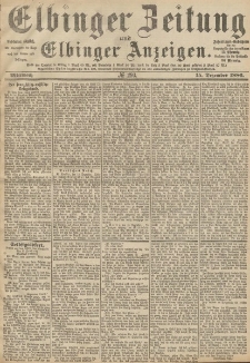 Elbinger Zeitung und Elbinger Anzeigen, Nr. 293 Mittwoch 15. Dezember 1886
