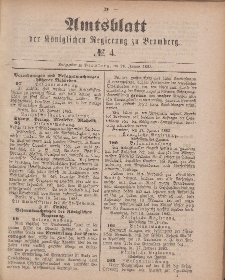 Amtsblatt der Königlichen Preußischen Regierung zu Bromberg, 26. Januar 1883, Nr. 4