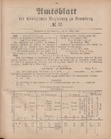 Amtsblatt der Königlichen Preußischen Regierung zu Bromberg, 23. März 1883, Nr. 12