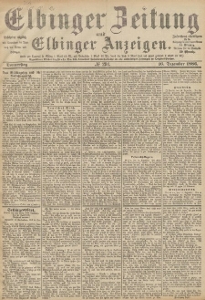 Elbinger Zeitung und Elbinger Anzeigen, Nr. 294 Donnerstag 16. Dezember 1886