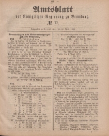 Amtsblatt der Königlichen Preußischen Regierung zu Bromberg, 27. April 1883, Nr. 17