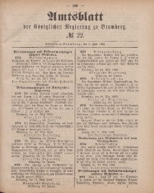 Amtsblatt der Königlichen Preußischen Regierung zu Bromberg, 1. Juni 1883, Nr. 22