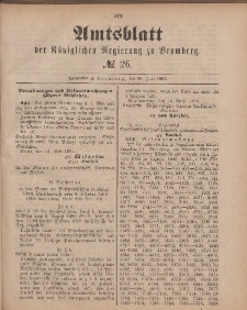 Amtsblatt der Königlichen Preußischen Regierung zu Bromberg, 29. Juni 1883, Nr. 26