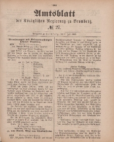 Amtsblatt der Königlichen Preußischen Regierung zu Bromberg, 6. Juli 1883, Nr. 27