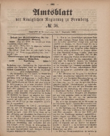 Amtsblatt der Königlichen Preußischen Regierung zu Bromberg, 7. September 1883, Nr. 36
