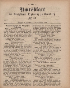 Amtsblatt der Königlichen Preußischen Regierung zu Bromberg, 26. Oktober 1883, Nr. 43