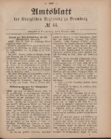 Amtsblatt der Königlichen Preußischen Regierung zu Bromberg, 2. November 1883, Nr. 44