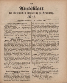 Amtsblatt der Königlichen Preußischen Regierung zu Bromberg, 9. November 1883, Nr. 45