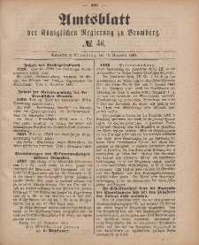 Amtsblatt der Königlichen Preußischen Regierung zu Bromberg, 16. November 1883, Nr. 46