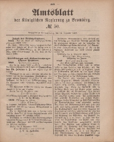 Amtsblatt der Königlichen Preußischen Regierung zu Bromberg, 14. Dezember 1883, Nr. 50