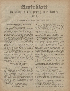 Amtsblatt der Königlichen Preußischen Regierung zu Bromberg, 4. Januar 1884, Nr. 1