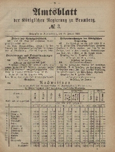 Amtsblatt der Königlichen Preußischen Regierung zu Bromberg, 18. Januar 1884, Nr. 3