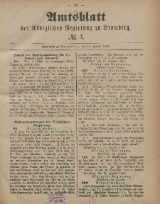 Amtsblatt der Königlichen Preußischen Regierung zu Bromberg, 25. Januar 1884, Nr. 4