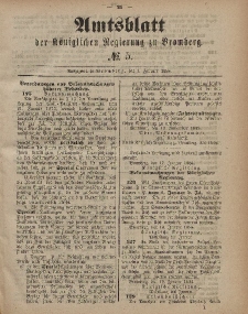 Amtsblatt der Königlichen Preußischen Regierung zu Bromberg, 1. Februar 1884, Nr. 5