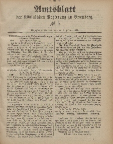 Amtsblatt der Königlichen Preußischen Regierung zu Bromberg, 8. Februar 1884, Nr. 6