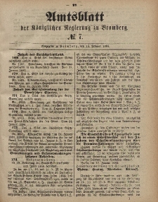 Amtsblatt der Königlichen Preußischen Regierung zu Bromberg, 15. Februar 1884, Nr. 7