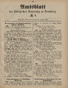 Amtsblatt der Königlichen Preußischen Regierung zu Bromberg, 29. Februar 1884, Nr. 9