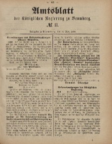 Amtsblatt der Königlichen Preußischen Regierung zu Bromberg, 14. März 1884, Nr. 11