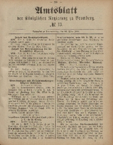 Amtsblatt der Königlichen Preußischen Regierung zu Bromberg, 28. März 1884, Nr. 13