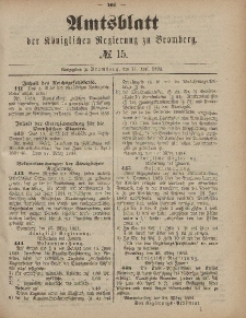 Amtsblatt der Königlichen Preußischen Regierung zu Bromberg, 11. April 1884, Nr. 15