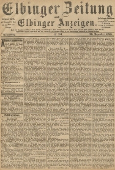 Elbinger Zeitung und Elbinger Anzeigen, Nr. 300 Donnerstag 23. Dezember 1886