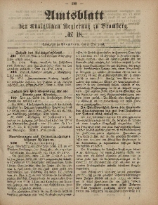 Amtsblatt der Königlichen Preußischen Regierung zu Bromberg, 2. Mai 1884, Nr. 18