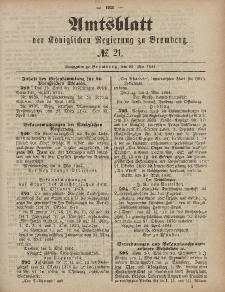 Amtsblatt der Königlichen Preußischen Regierung zu Bromberg, 23. Mai 1884, Nr. 21