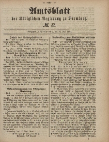 Amtsblatt der Königlichen Preußischen Regierung zu Bromberg, 30. Mai 1884, Nr. 22