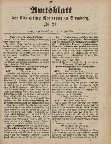 Amtsblatt der Königlichen Preußischen Regierung zu Bromberg, 13. Juni 1884, Nr. 24