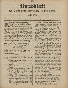 Amtsblatt der Königlichen Preußischen Regierung zu Bromberg, 11. Juli 1884, Nr. 28
